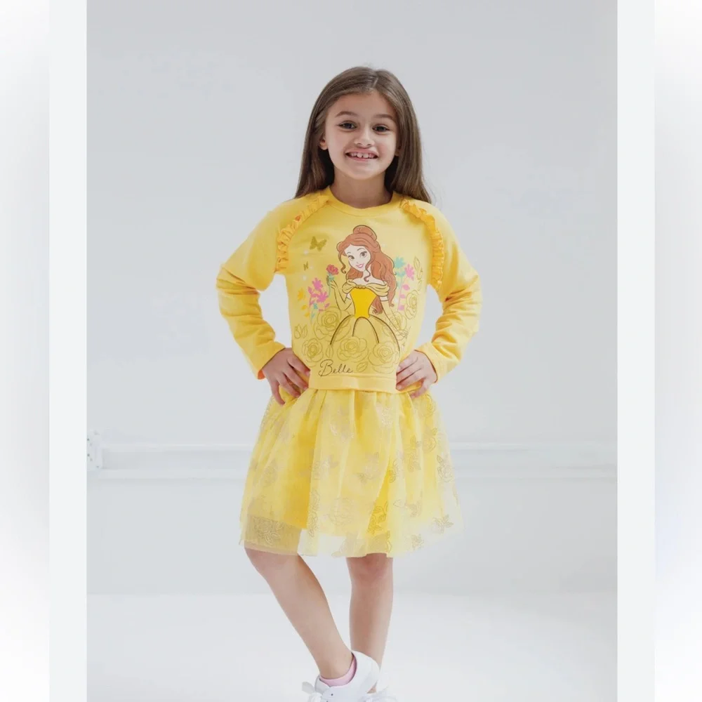 Disney Princess Belle Yellow Long-Sleeve Dress w/ tutu 2T